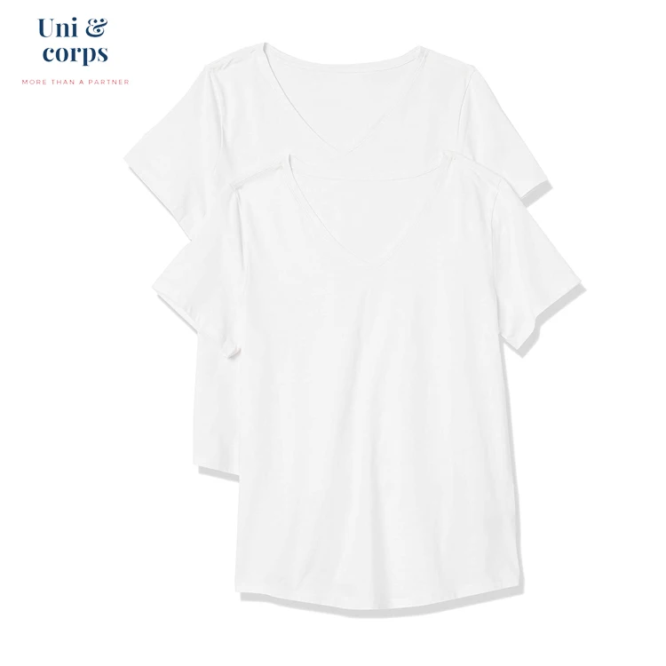 Низкий минимальный заказ, высокое качество обслуживания, защита кровеносных сосудов, роскошная женская футболка с V-образным вырезом