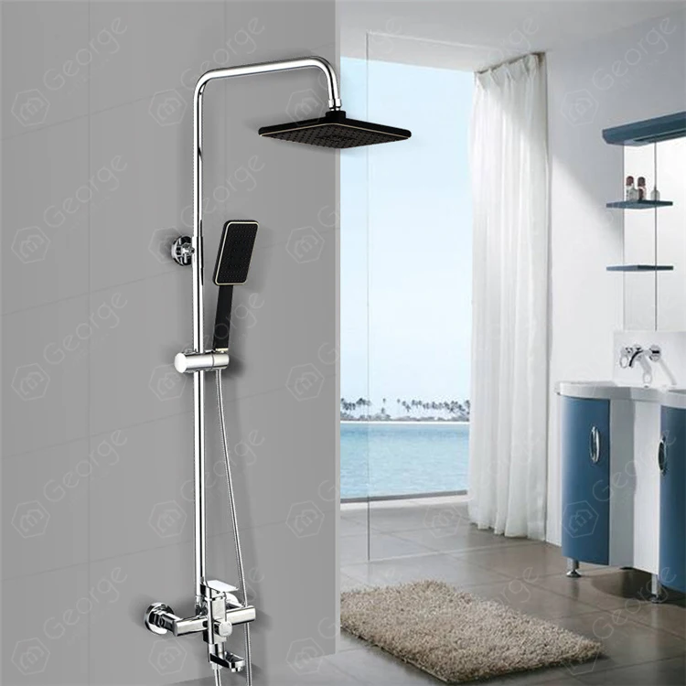 
Square three-speed shower lift set shower top spray handheld nozzle pressurized square shower lift set hot and cold mixing 