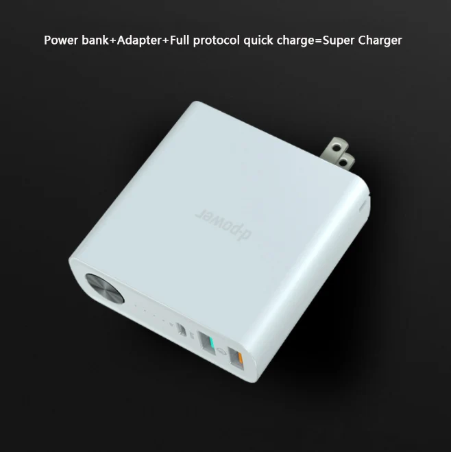 S28 Powerbank 5200 mAh QC3.0 Fast charger Mobile Power Bank with AC adapter