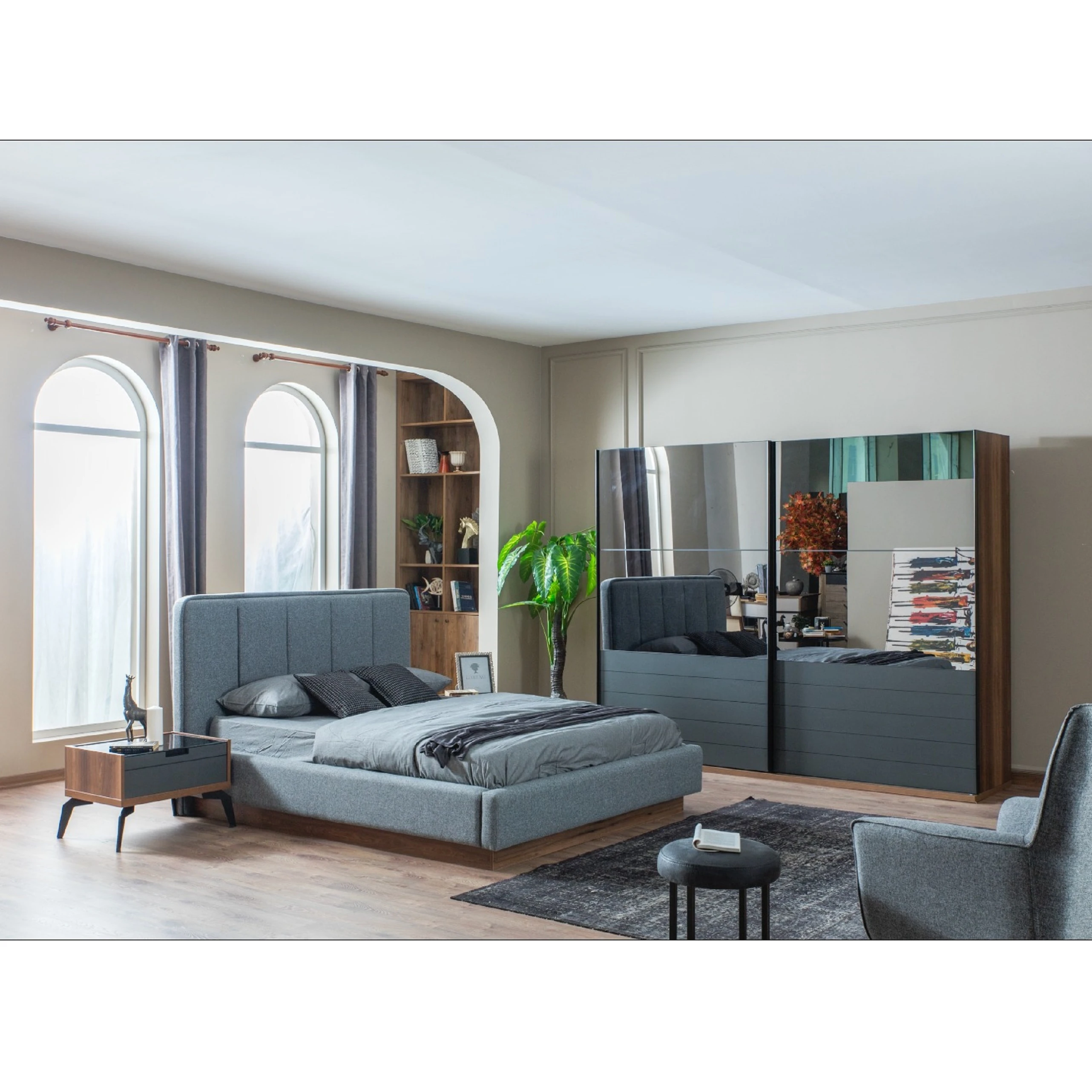 Bedroom Furniture Metal Wood Grey Wholesale Exclusive Bedroom Furniture Luxury Design Modern Turkish Double Modern Bedroom Set