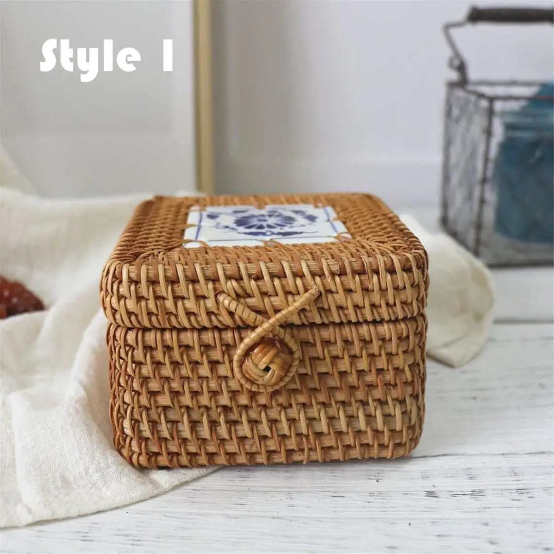 New design rattan wicker storage box rattan tea box gift box for housewarming wedding home decor