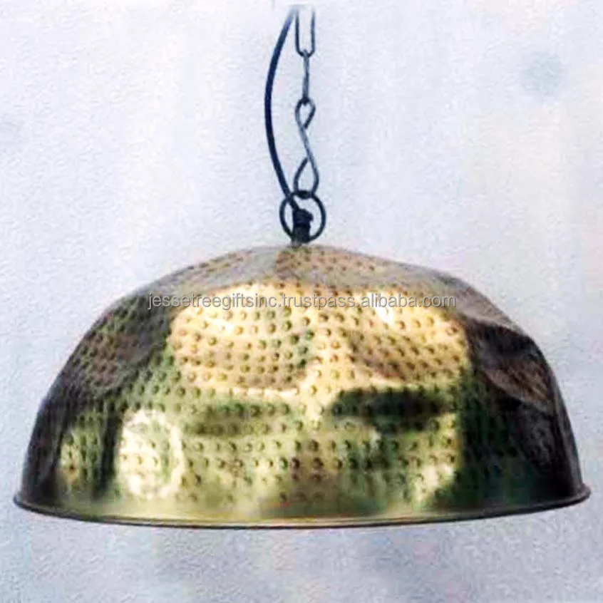 Metal Kitchen Ceiling Pendant Light With Antique Copper Spray Paint Finishing Big Hammered Design Round Shape For Lighting