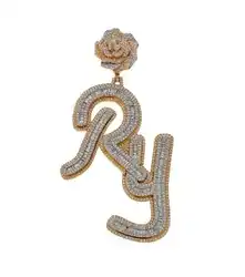 Модная подвеска с именем на заказ из настоящего золота 10 карат с натуральными бриллиантами