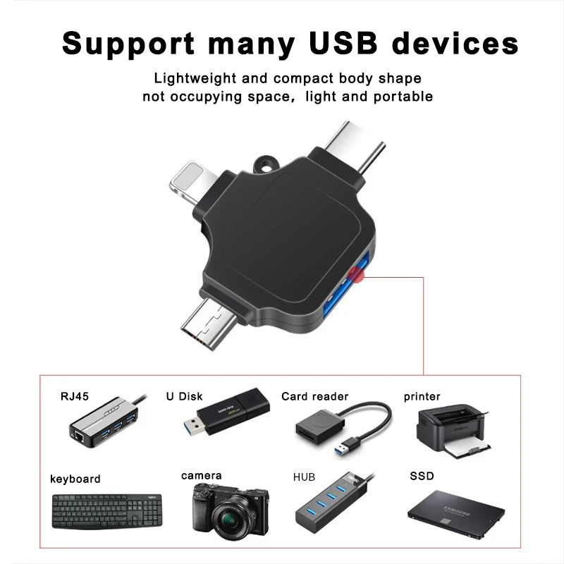 Multi Function 3 In 1 USB 3.1 OTG Card Reader SD TF Micro SD Card Reader Type C USB C Micro USB Memory