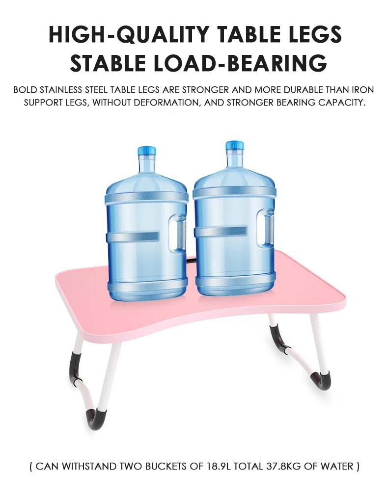 Foldable Stable Bed Tray Laptop Stand Folding Laptop Table Computer Desk For Home Office Study Bed With Tablet Cup Holders