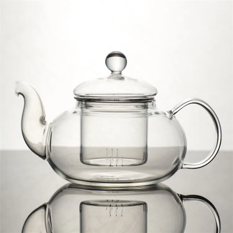 Handmade High Borosilicate 800ml Clear Glass Teapot Custom Tea Pot