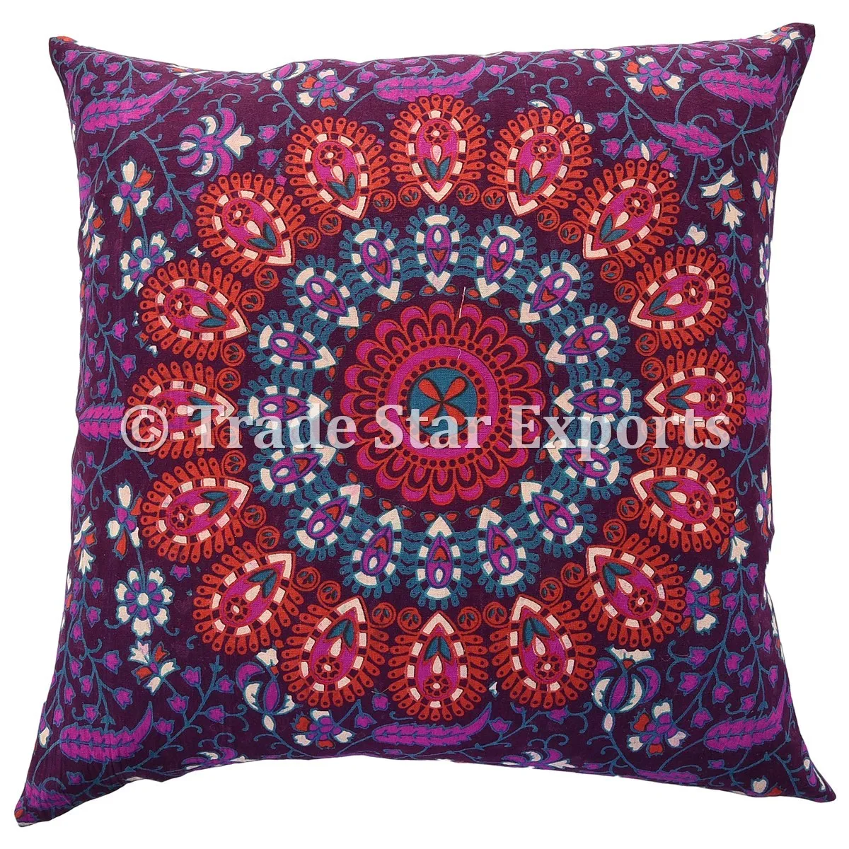 Indian Mandala Cushion Cover Ethnic Cotton Fabric Printed Pillow Cover