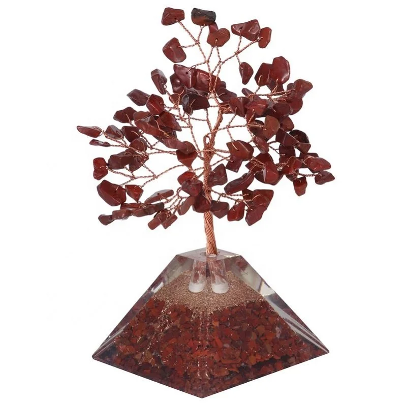 Red jasper  gemstone  money trees  orgone pyramid base  for home decoration | crystal healing trees