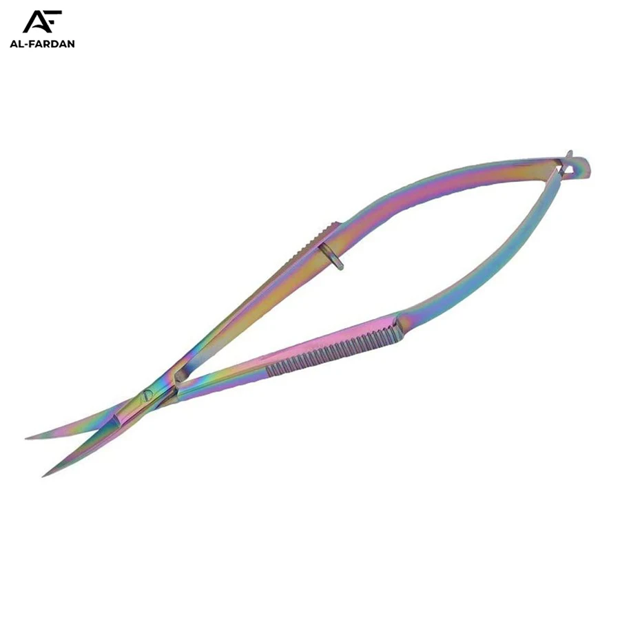 Eyebrow Scissors Multi Plasma Color Curved Sharp Blade High Quality Japanese Stainless Steel Private Label Beauty Spring Scissor