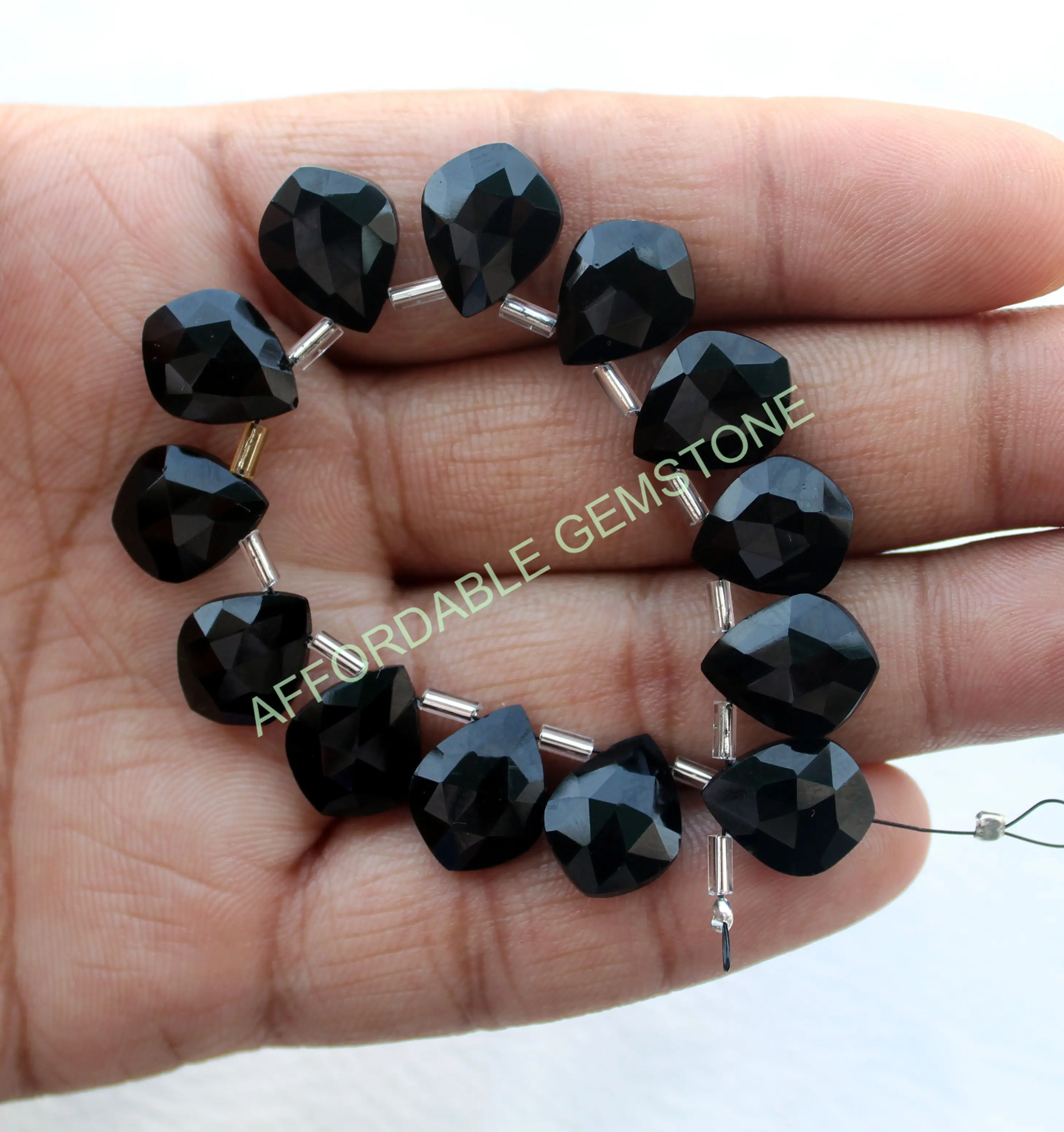 Натуральный черный оникс высококачественный камень сверху бусины граненые обмотка проволокой драгоценный в форме слезы драгоценные камни