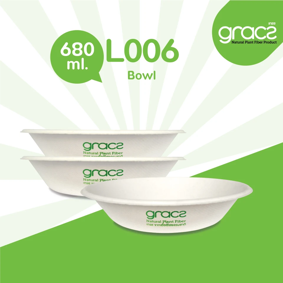 
Gracz L006 Bowl 680ml eco friendly packaging cup bowl food containers Thailand 