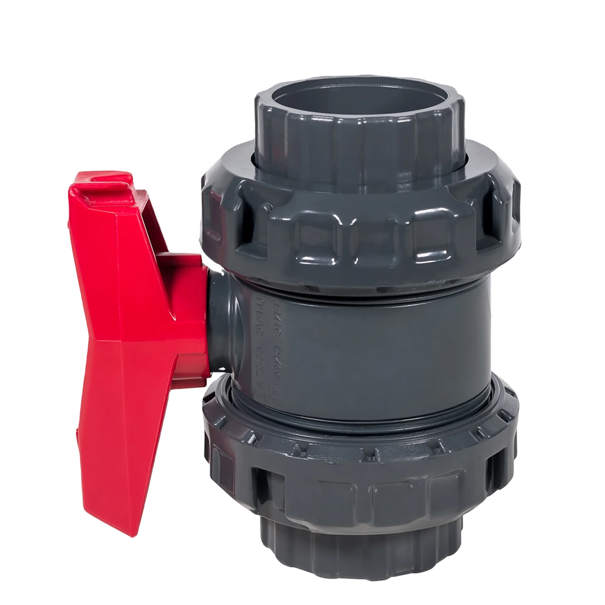 75MM  Best UPVC  Industrial Ball Valves / factory direct wholesale / upvc /red handled / PN16 / threaded / used  for acids