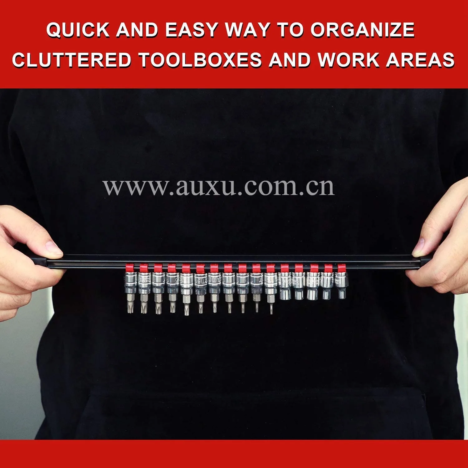 360 Swivel ABS Socket Organizer, 1/4-Inch, 3/8-Inch, 1/2-Inch, Socket Holders 6-Piece Set Blue & Red Tools Organizer