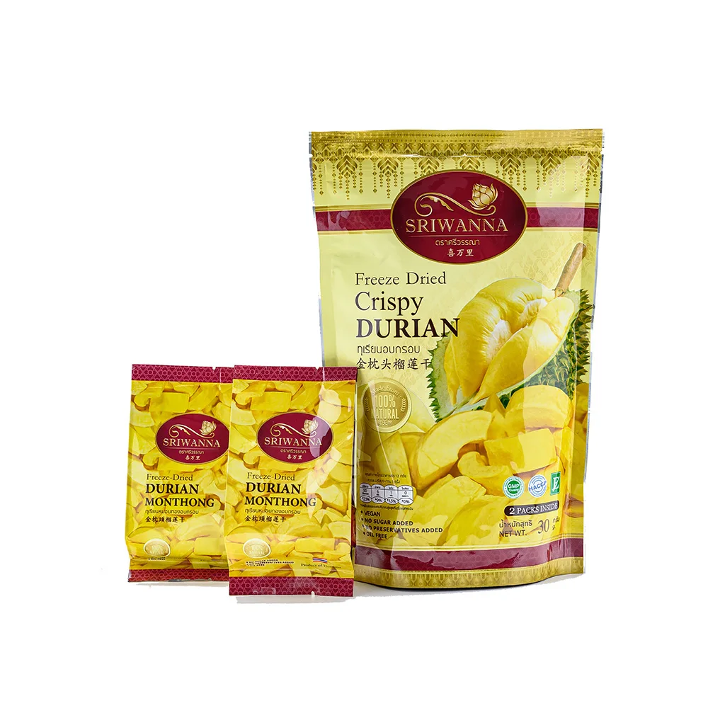 SRIWANNA Freeze Dried Crispy Durian  Monthong 30 g. (2 Individual Packs)