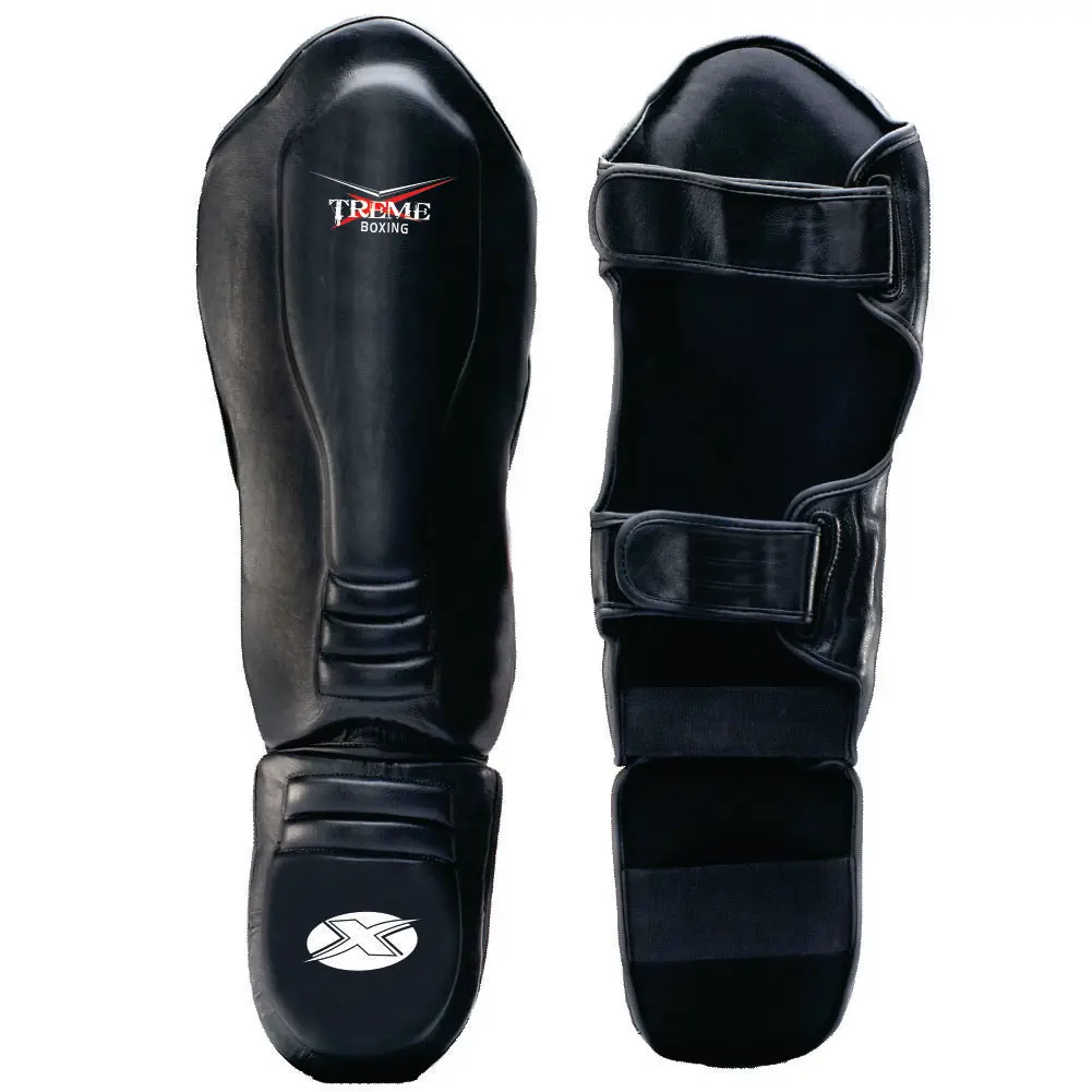 Lightweight High-Quality PU Leather Boxing Shin Guards Ankle Protector, MMA Muay Thai Training Leg Warmers Kicking Shin Pads