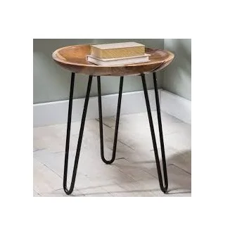 Meta sidel Table for Living Room Balcony Office Round Wooden Top Accent Side Coffee Tables Furniture