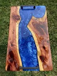 Поднос для подачи еды из эпоксидной смолы круглый поднос массива дерева отеля и ресторана свадебный подарок