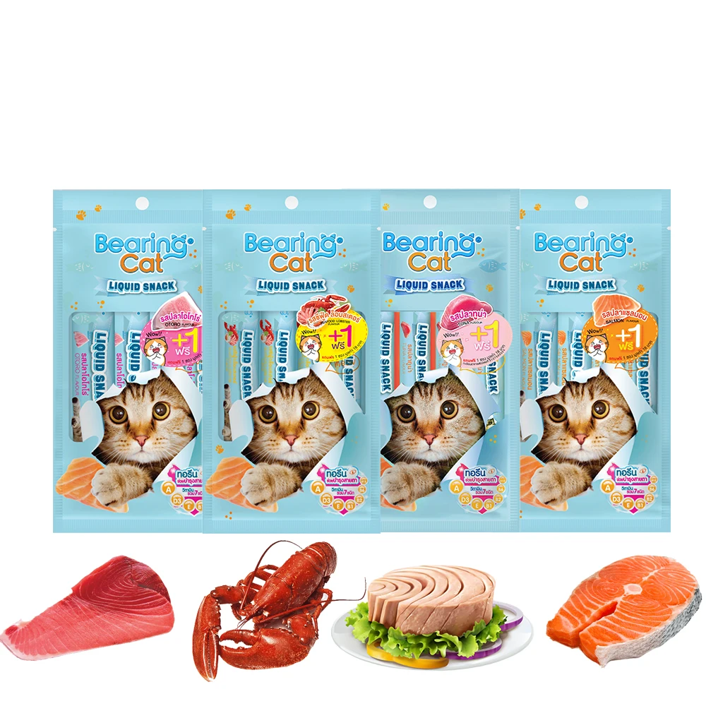 No.1 Pet Care in Thailand Bearing Cat Liquid Snack 4+1 #Salmon Cat Snack Flavor