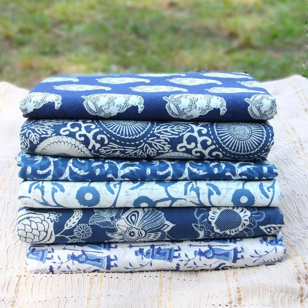 Wholesale Printed Cotton Fabric Dress Making Fabric Wooden Block Printed Cotton Fabric