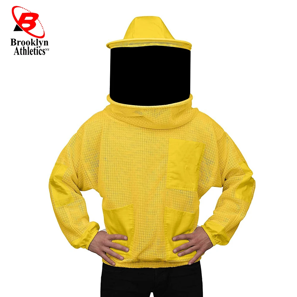 Ventilated Cotton Beekeeping SafetySuit with Hood Protective Workwear Coverall Jacket in Shirt Style