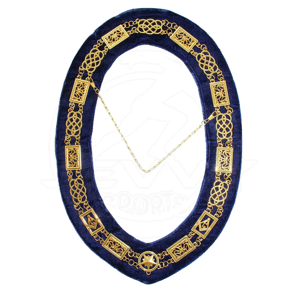 Оптовая продажа, ошейник с цепочкой Masonic Regalia, ошейник с цепочкой золотисто-голубого цвета