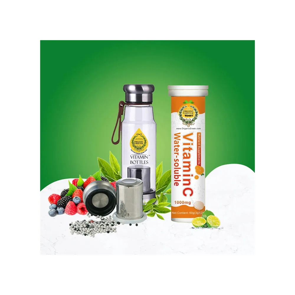 Organic Greek Alkaline Vitamin Bottles + FREE Vitamin C 1000mg Tap Water into Alkaline & Hydrogen Rich Mineral Drinking Water