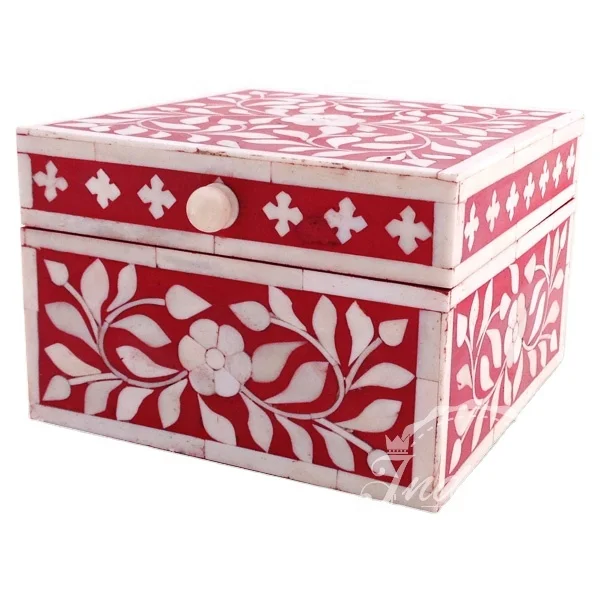high quality wholesale fancy handmade  vintage  mother of pearl bone inlay box decorative jewellery box for exports