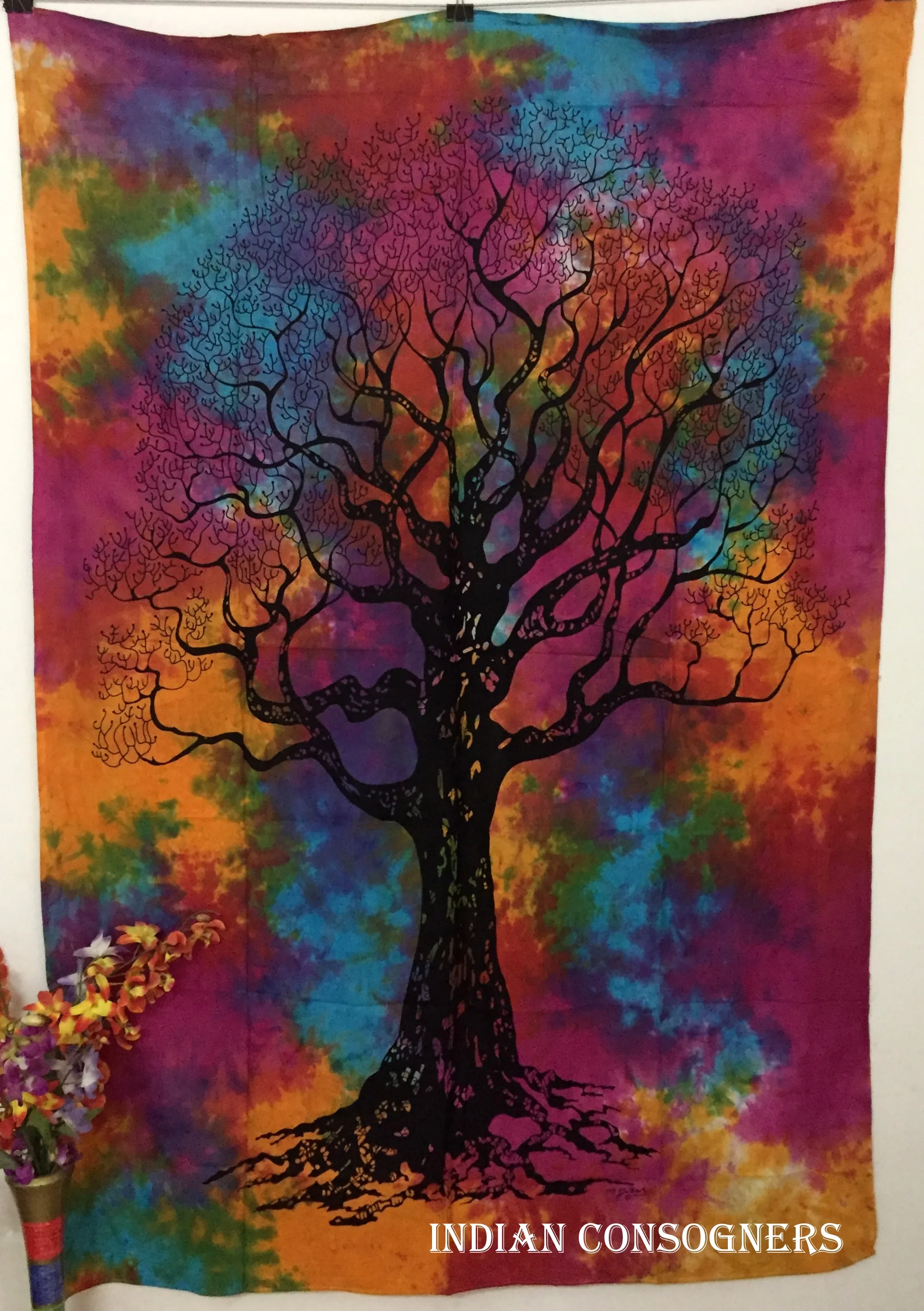 Wholesale 24 PCS Bohemian Floral Tapestry Handmade Multi-Color Cotton Twin Size Wall Decor for Bedroom Home Decor