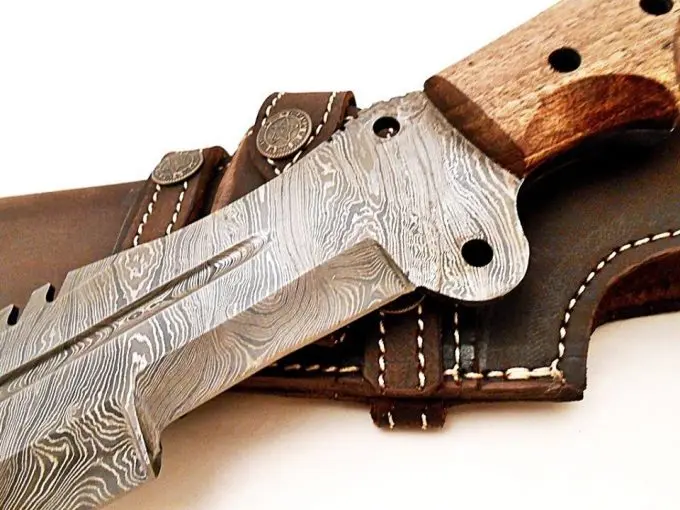  Красивый Походный нож-трекер из дамасской стали для охоты и кемпинга 14 0 дюймов с ручкой розового дерева кожаным футляром