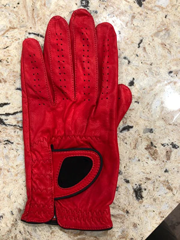 High quality full Leather palm  Printed Training red colored  titelist players golf gloves