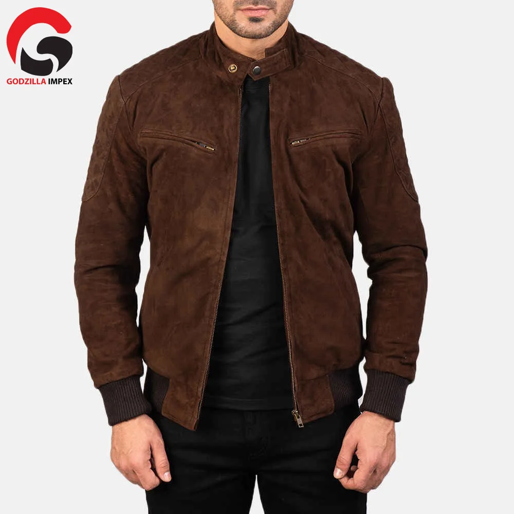2021 Модные мужские кожаные куртки осенняя замшевая однотонная куртка популярная простая повседневная бархатная мужская куртка.