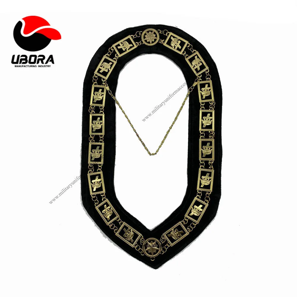 Воротник с металлической цепочкой Masonic Regalia Knight Templar золотистый на черном