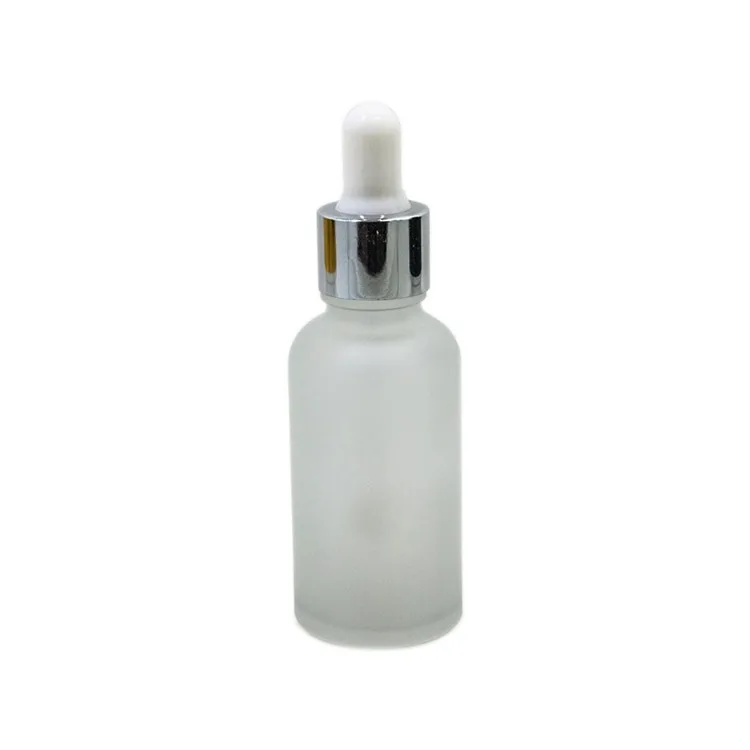 
European Warehouse Ready to Ship White Frosted Essential Oil 30ml Glass Dropper Bottle With Aluminum Dropper Cap 