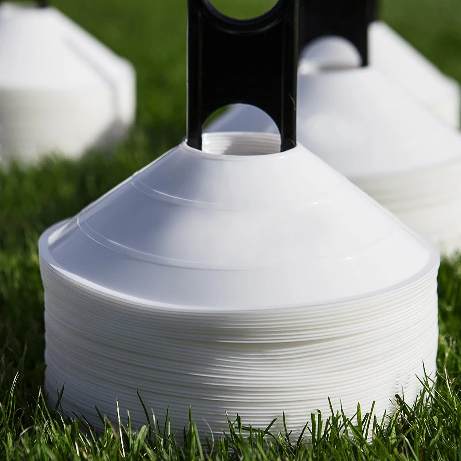 Soccer Disc Cone - Set of 50 2 Inch Multicolor Agility Cones Field Marker Cones with Holder and Mesh Bag