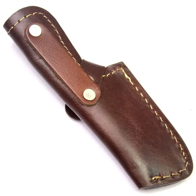 Cheap Price Factory Hot OEM  Product Rich Grain Leather Handmade Stamped Contrast Shaded Leather Sheath for Fixed Blade Knives