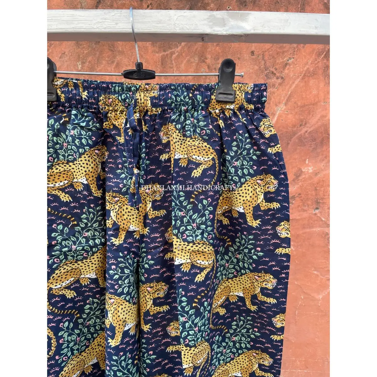 Navy Tiger Print Wholesale Sleepwear Indian Night Wear Night Suit 100% Cotton Pyjama Set Cotton Shirt Trouser