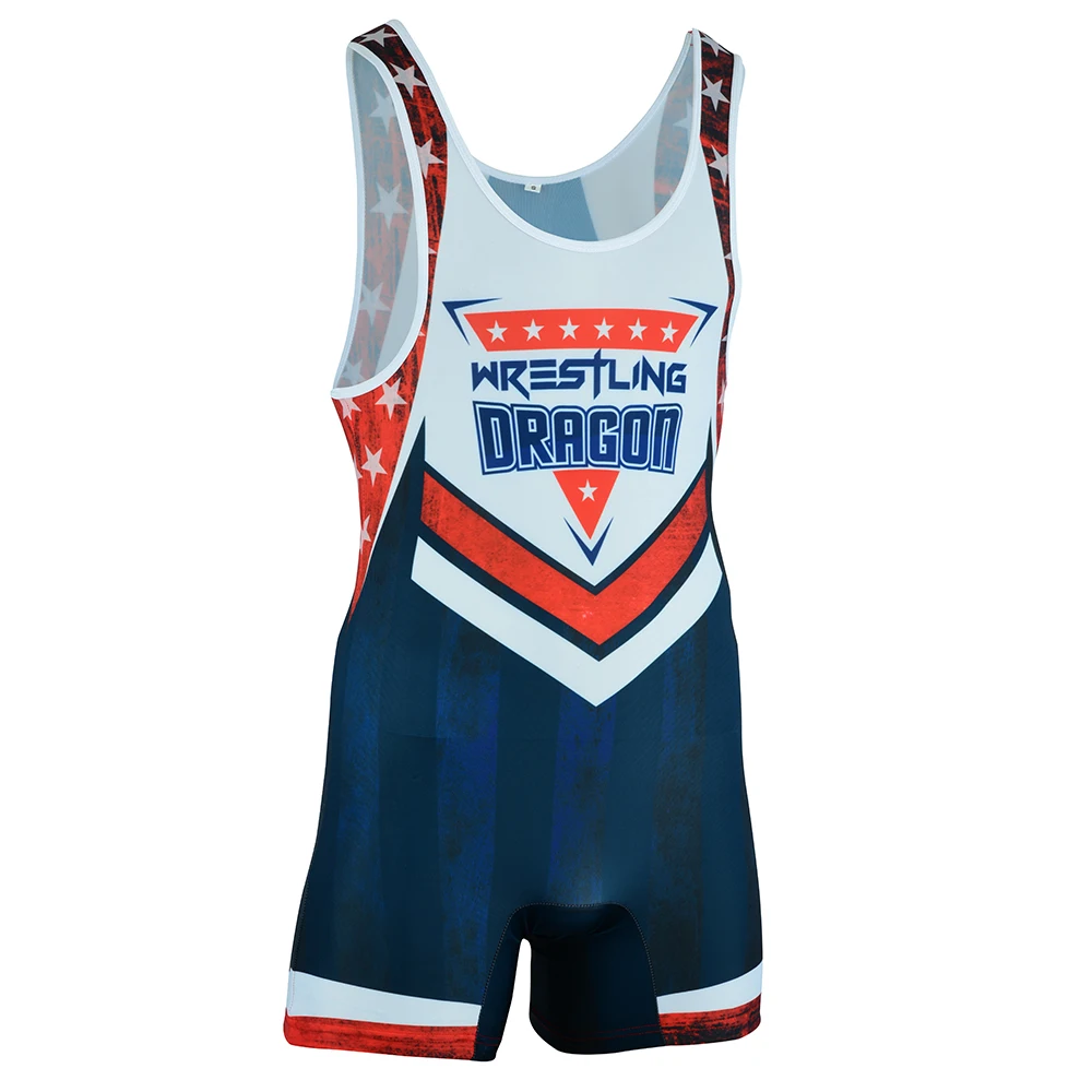 Wrestling Singlet 83 ADULT Wrestling Uniform Singlet, 100% Double Knit Polyester / Spandex USA Star Design