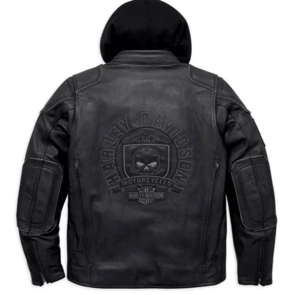Мужская кожаная куртка Harley Davidson 3 с изображением черепа из натуральной воловьей кожи в американском стиле для мотоциклистов и