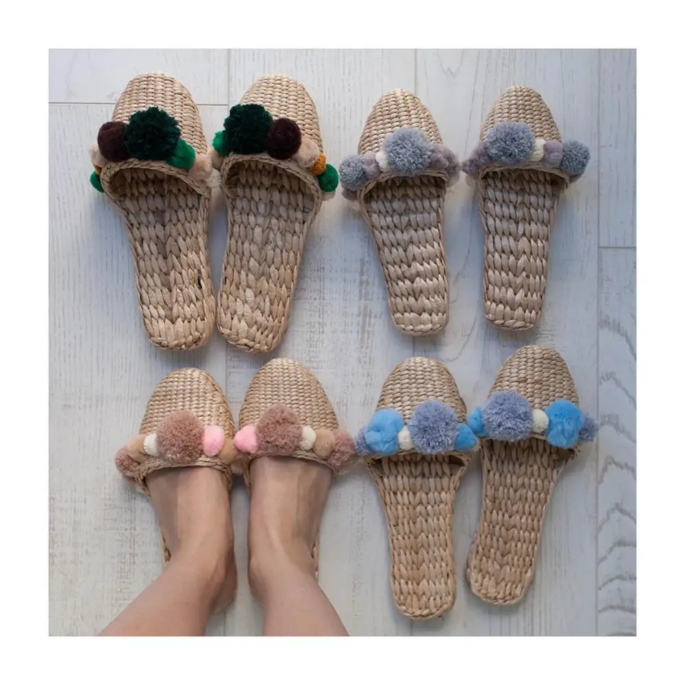 Уникальные тапочки Boho из Вьетнама с Гиацинтом воды для отеля или курорта женские шлепанцы (0084587176063 WS песчаный цвет)
