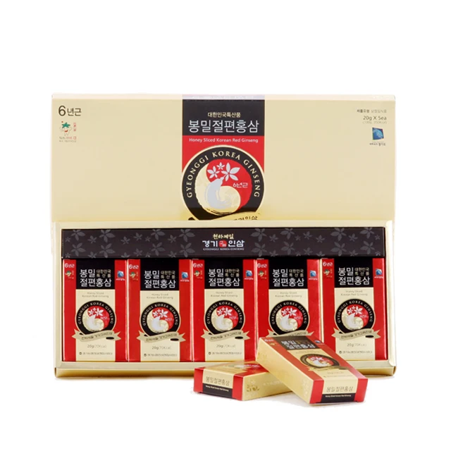 Korean K-Ginseng Gyeonggido 6 Years Panax Red Ginseng(Hongshen) Root Honey Slice (20g * 5 Packs)
