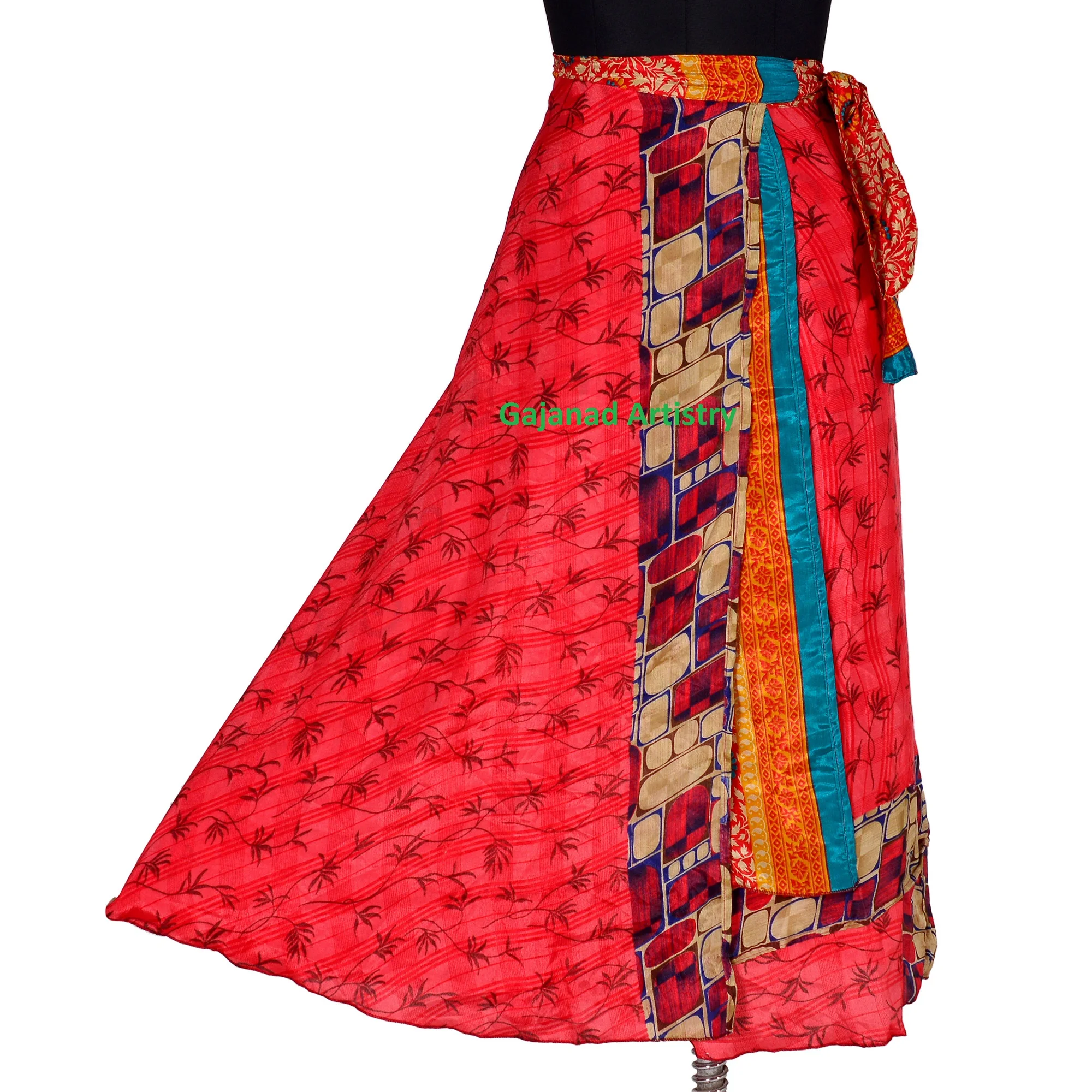 Boho Skirt Indian Silk Skirts Maxi Long Bohemian Summer Wrap Hippie Reversible For Women