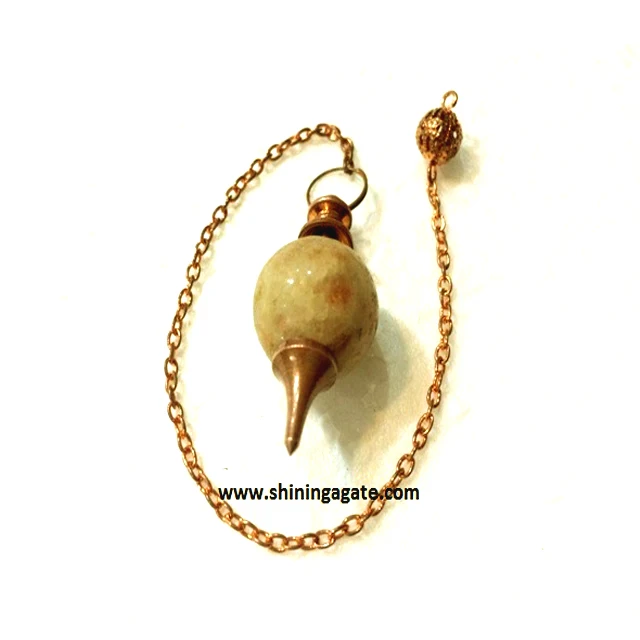Sunstone Bronze Mounted Ball Pendulum Natural Healing Stone Pendulum Wholesale Gemstone Healing Pendulums