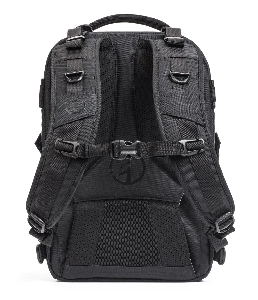 Lightweight Digital Gear Protection PU Coating Nylon Fabric Shockproof Black Camera Bags Backpacks with Large Main Opening