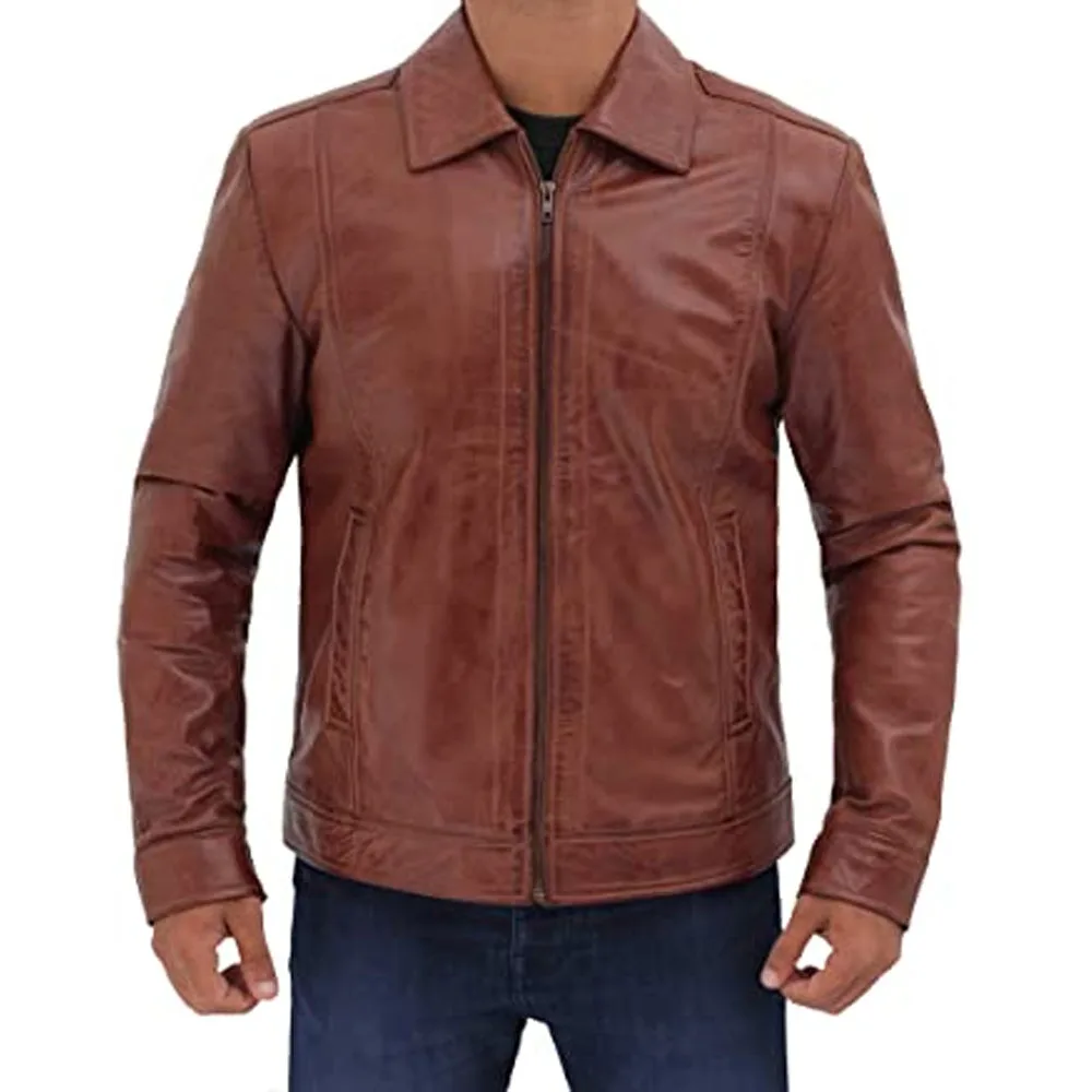 
Streetwear custom mens biker winter ribbed cuffs cows leather lining fleece jackets 