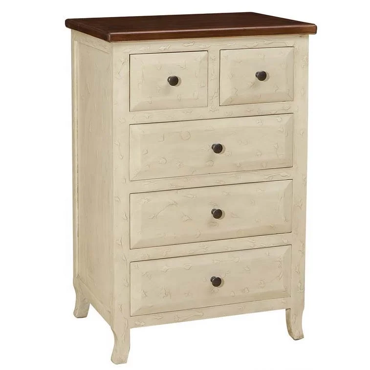 CREAM ANTIQUE VINTAGE RETRO WOODEN CABINET W/2 DOORS & 3 DRAWERS