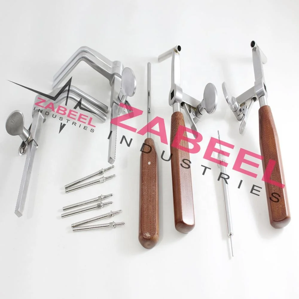 Caspar Vertebral Body Distractor w/ Drill Guide Screw Driver & Screws 12 PCs Set orthopedics Veterinary Medical By Zabeel