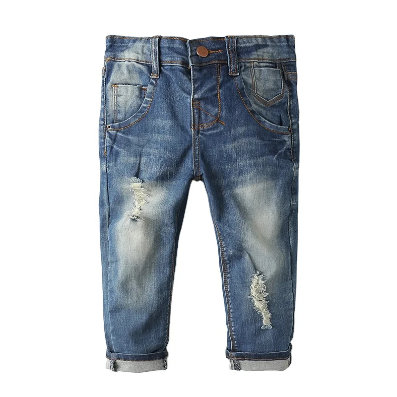 
American hot design boutique wholesale baby boys blue denim pants kids boys jeans 