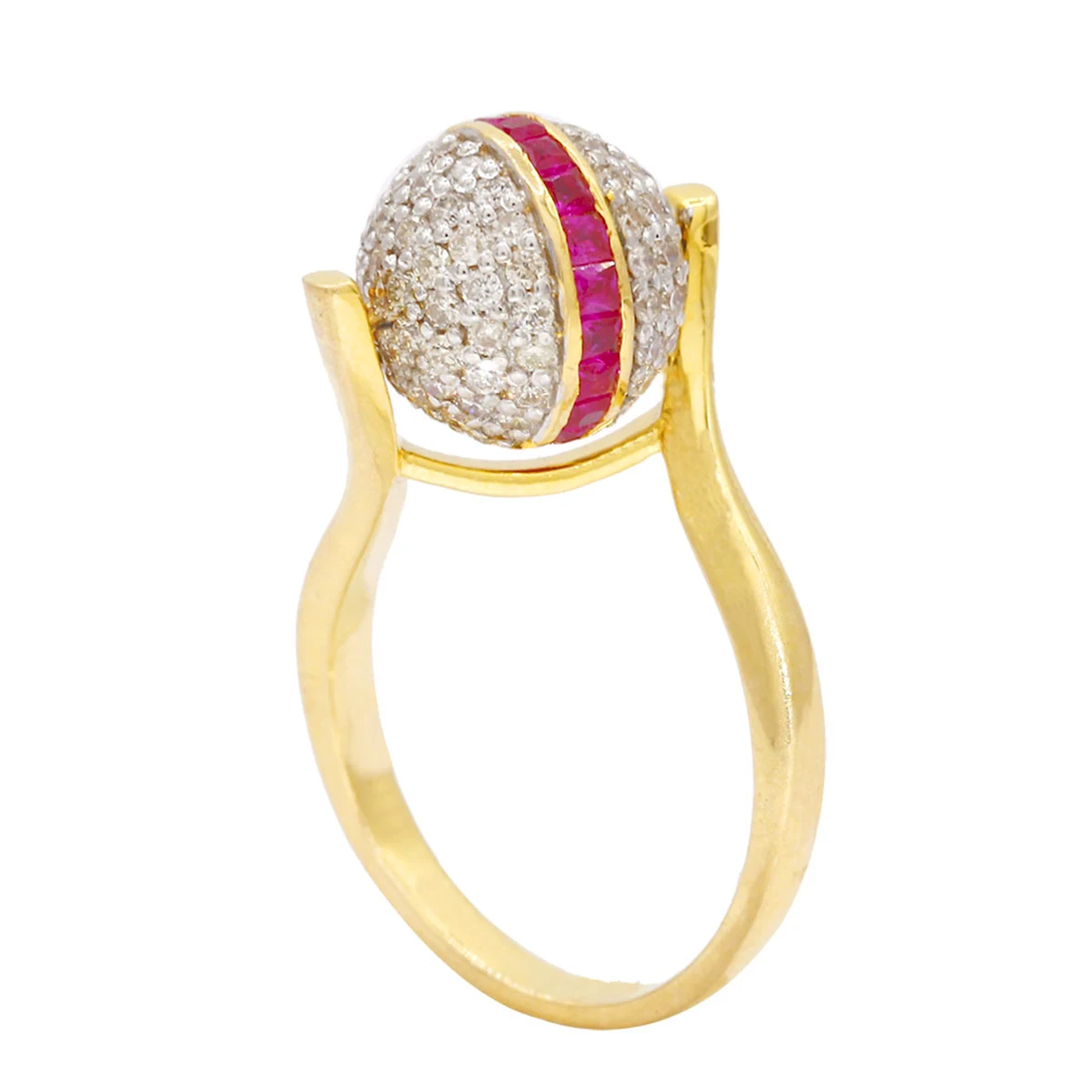 
Diamond Ring May 2021 Beautiful 14kt Gold Floral Shape Party Wedding Diamond with Ruby Ring for Women at Wholesale Price 