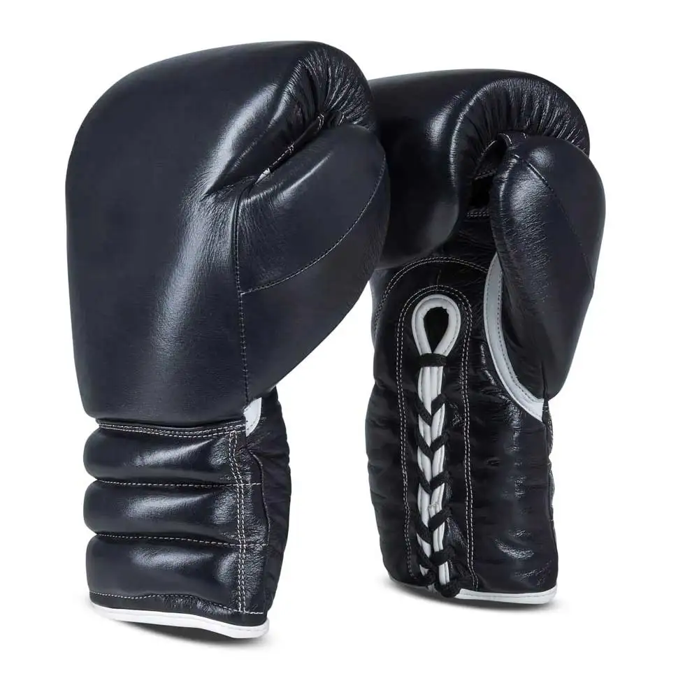 New 8oz Black Leather Boxing Gloves for Adults Fashion Training Martial Arts with OEM Logo for MMA Scenes Thai Origin Type
