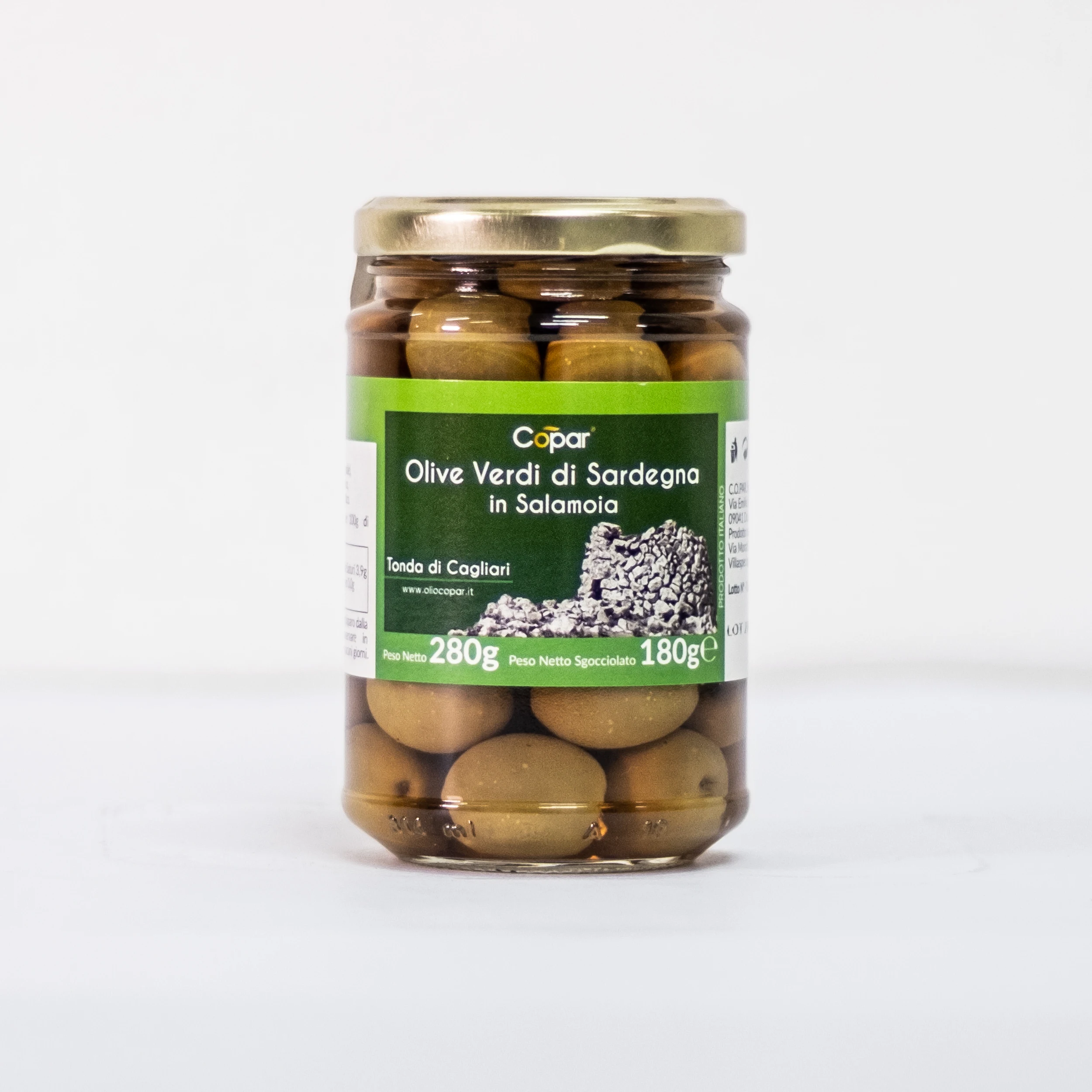 Premium quality Italian natural green olives in brine 180 gr glass jar for supermarket for export